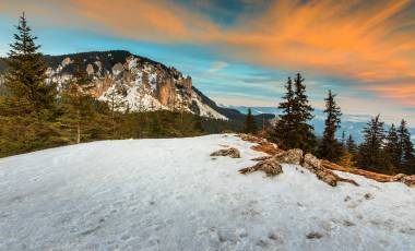 Majestic sunset and winter landscape,Carpathians,Romania,Europe